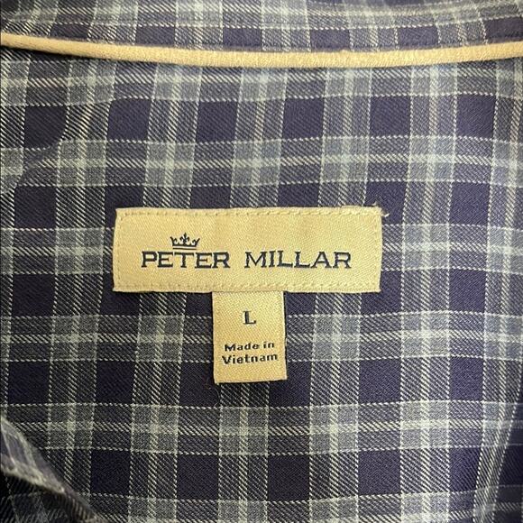 Peter Millar Blue Checkered Casual Shirt Size Large - Picture 2 of 3